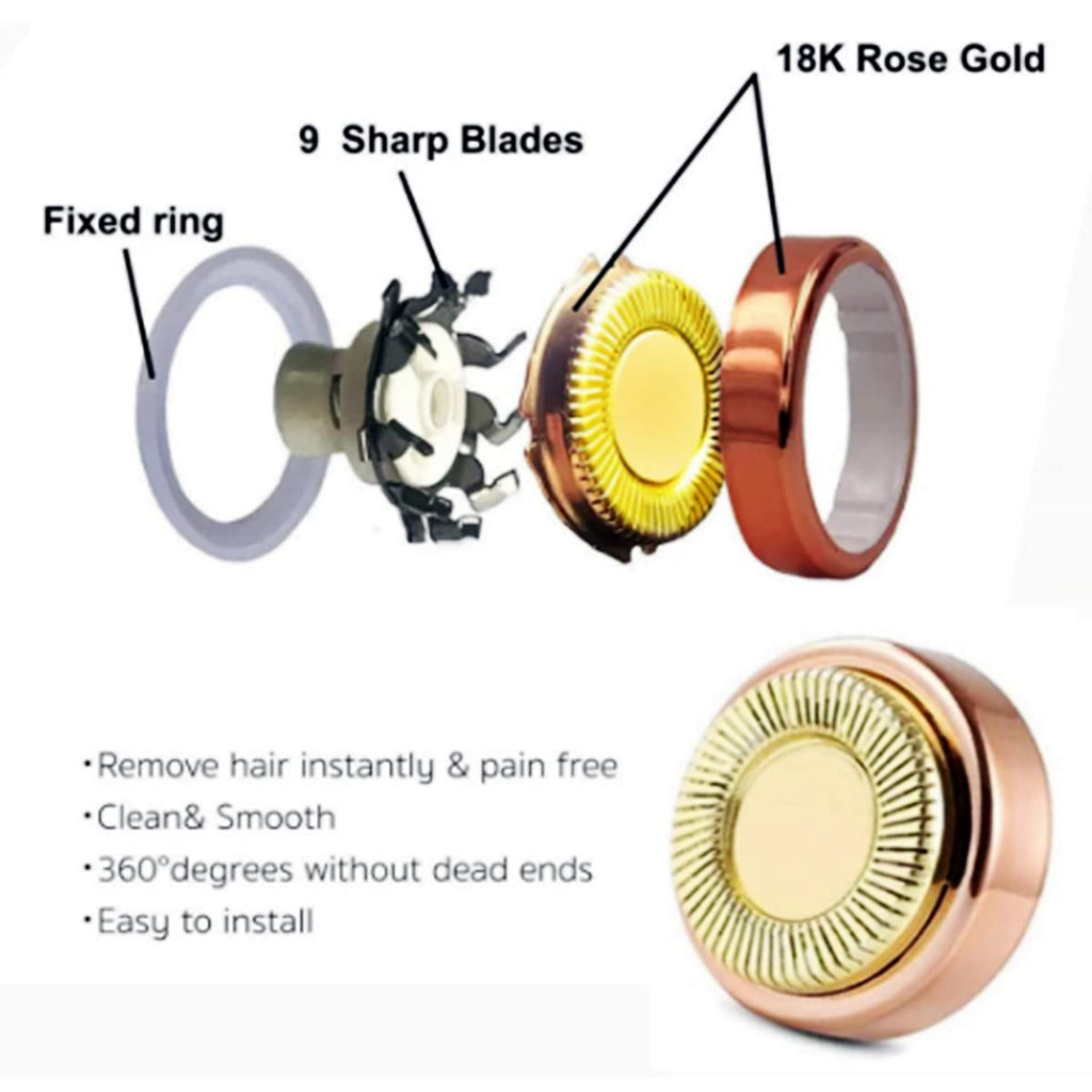 8PCS Replacement Heads For Finishing Touch Flawless Facial Hair Remover,Women Hair Removal Shaving Head First Generation(Gen 1)18K Gold (18K Gold-8psc)