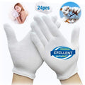 Cotton Gloves - 24pcs Soft White Gloves Moisturizing Eczema Gloves for Dry Hands SPA Inspection (X-Small)