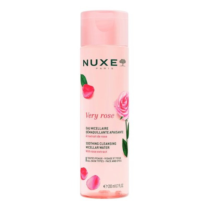 Nuxe Very Rose 3-in-1 Micellar Water, Soothing Facial Cleanser and Makeup Remover, with Rose Extract for Face & Eyes, 6.7 Fl Oz