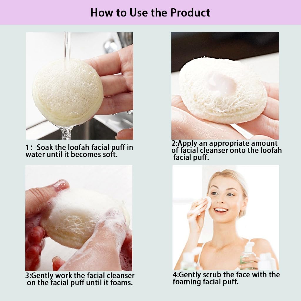 haikuluo Natural Loofah face Scrubber Pads, 6 Pack