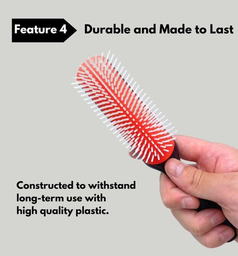 MDSTYLE Hair Brush - Curl Defining Detangler for Thick, Wavy & Coily Hair - 9 Row Design (Black, Small)
