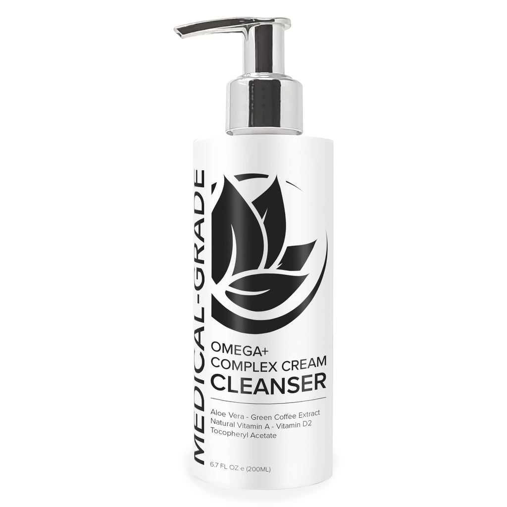 Microderm GLO Omega+ Complex Cream Facial Cleanser, Daily Face Wash & Makeup Remover, All Skin Types, Omega 3 & 6, Retinyl, Green Coffee Extract & Aloe Vera, Paraben-Free & Vegan, 6.7 Fl Oz