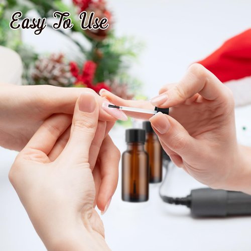 Mirrline 15 Pcs 20ml/0.67oz Nail Polish Bottles Empty Amber Glass Nail Art Bottles Refillable Nail Oil Containers with Brush Cap for DIY Nail Art Cosmetic Samples, Brown