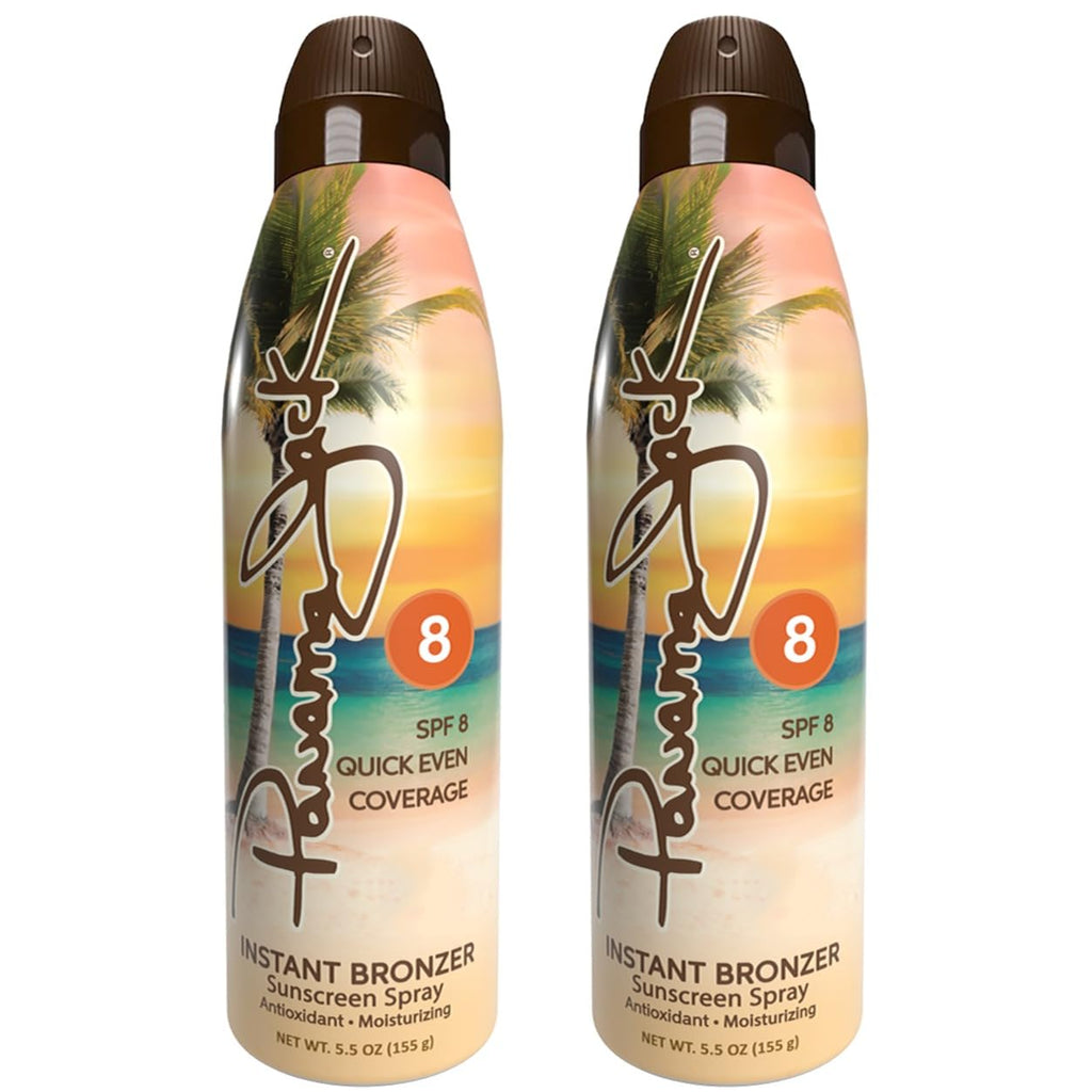 Panama Jack Instant Bronzer Sunscreen - SPF 8, Antioxidant, Moisturizing, PABA, Paraben, Gluten & Cruelty Free, Water Resistant (80 Minutes), 5.5 OZ (Pack of 2)