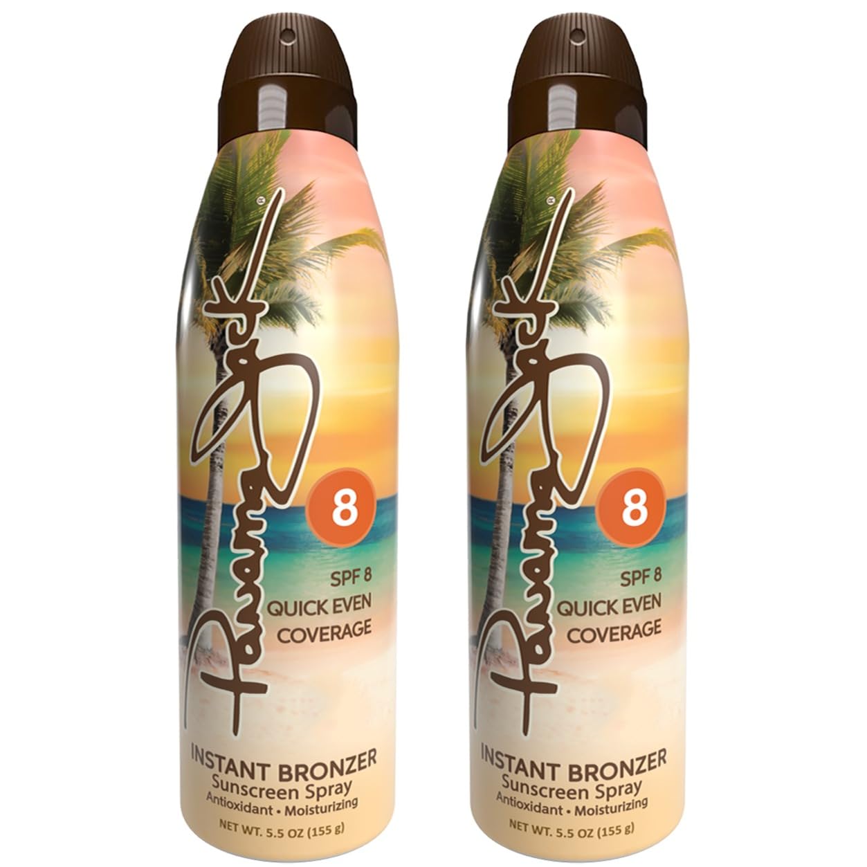 Panama Jack Instant Bronzer Sunscreen - SPF 8, Antioxidant, Moisturizing, PABA, Paraben, Gluten & Cruelty Free, Water Resistant (80 Minutes), 5.5 OZ (Pack of 2)