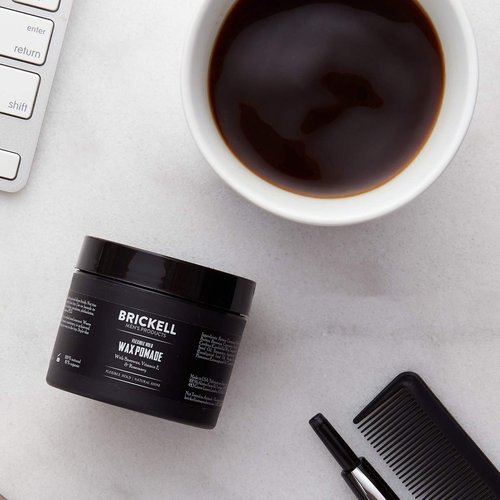 Brickell Men's Products Flexible Hold Wax Pomade - Natural & Organic Hair Styling, 2 Oz | Irritation-Free Shine