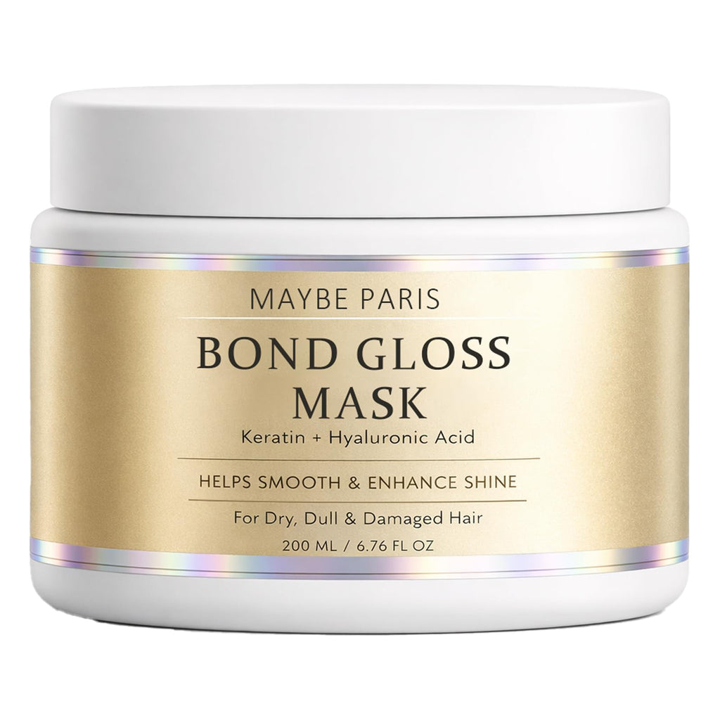 BCYXLR Maybe Paris Bond Gloss Mask, with Hydrolyzed Keratin & Hyaluronic Acid, Helps Support Stronger, Smoother & Shinier Looking Hair, for Dry, Dull & Damaged Hair, Sulfate-Free & Silicone-Free (1)