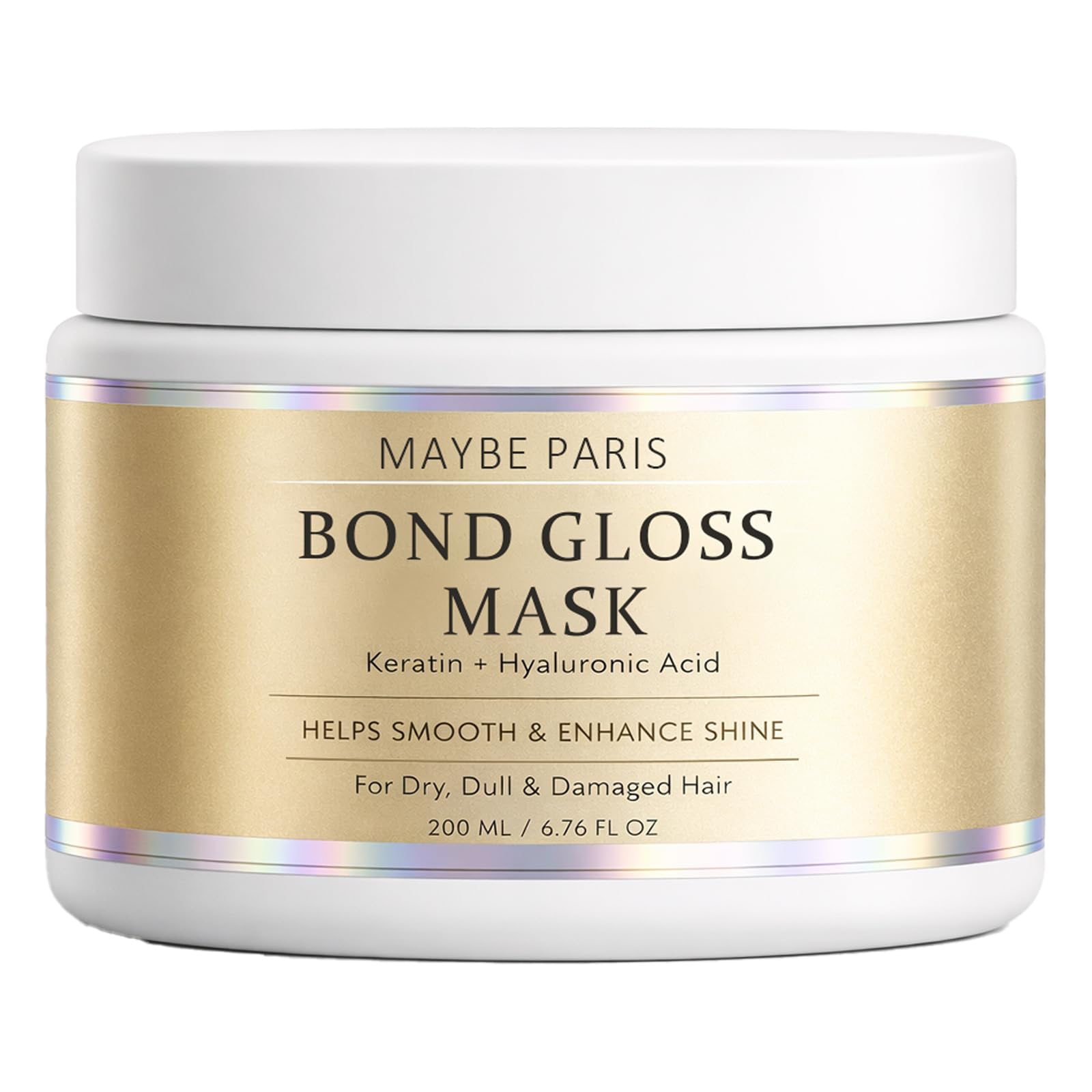 BCYXLR Maybe Paris Bond Gloss Mask, with Hydrolyzed Keratin & Hyaluronic Acid, Helps Support Stronger, Smoother & Shinier Looking Hair, for Dry, Dull & Damaged Hair, Sulfate-Free & Silicone-Free (1)