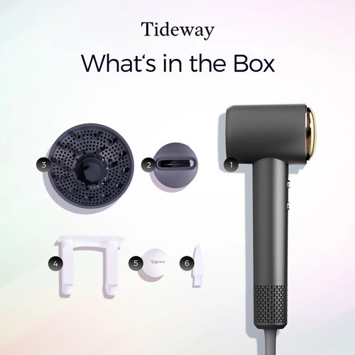 Tideway Hair Dryer Professional High-Speed Ionic Blow Dryer 110,000 RPM, Compact Hair Dryer with Magnetic Diffuser, Fast Drying with Brushless Motor Low Noise Smart Temperature Control-H11