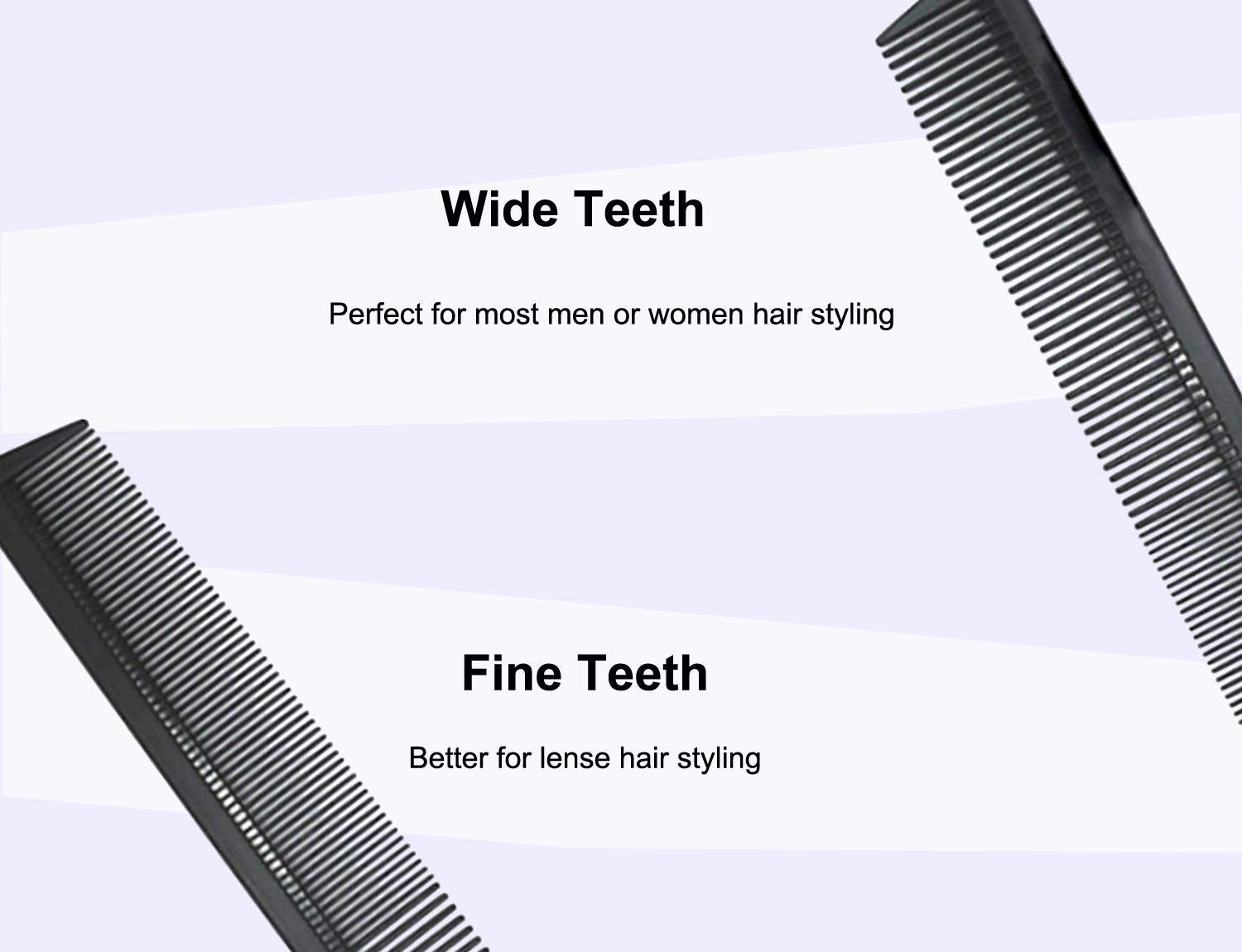 3 Pack Carbon Fiber Cutting Comb - Professional 8.15' Styling Comb for All Hair Types, Fine and Wide Tooth