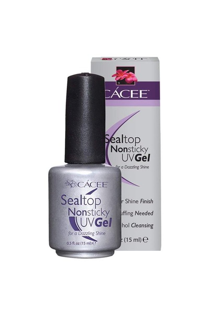 Cacee Gel Topcoat - Non-sticky Sealer for Acrylic, Builder Gel, Silk Wrap & Fiberglass Nails, Glass-like Shine, UV + LED (0.5 oz)