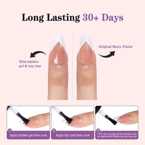 NMKL38 300Pcs V Shape Classical French Tip Nails, 15 Size Press on Nails, French Tip Gel Nails for DIY Nail Art