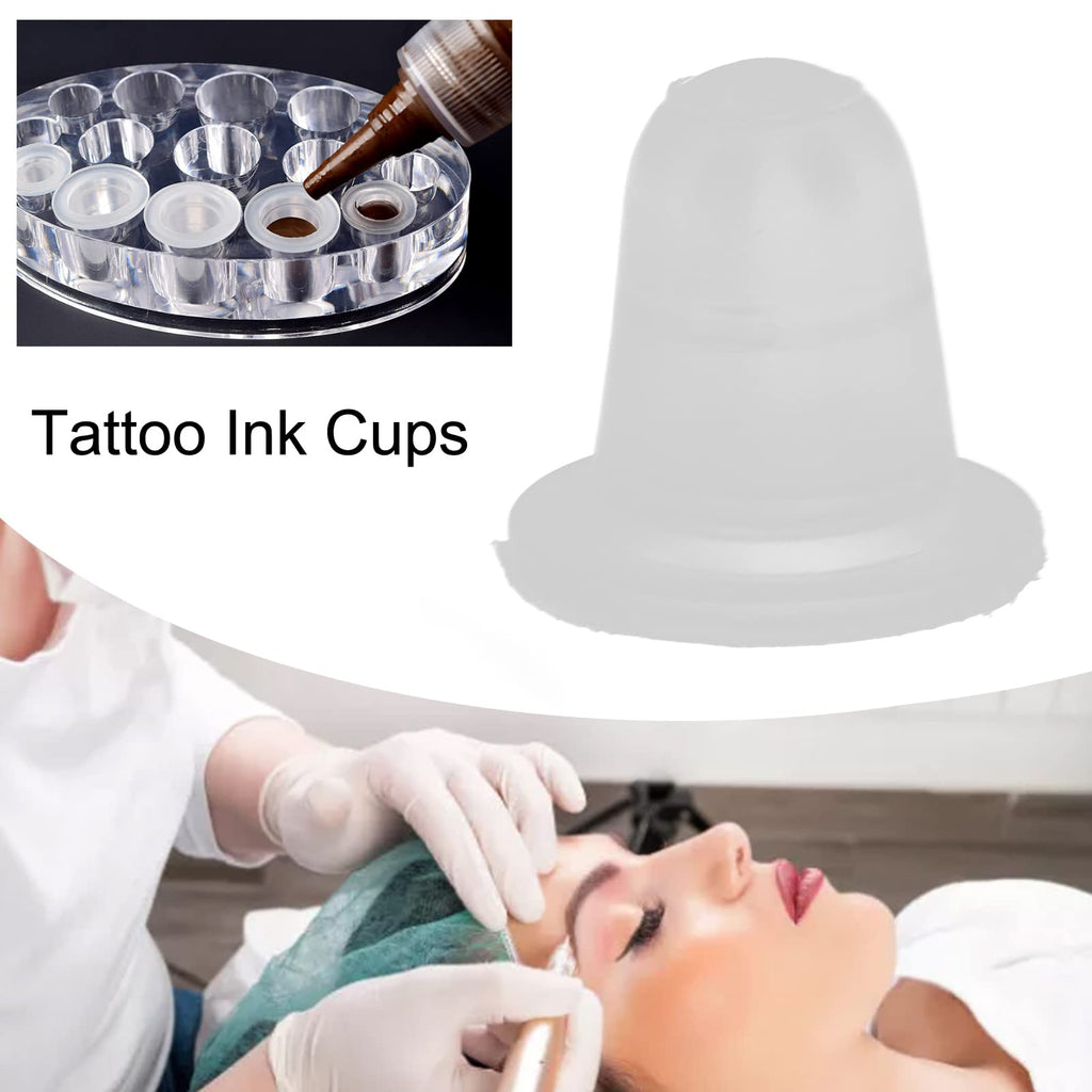 Ink Cups 100pcs Disposable Silicone Permanent Makeup Pigment Clear Holder Container Accessory Microblading Pigment Cups(S)