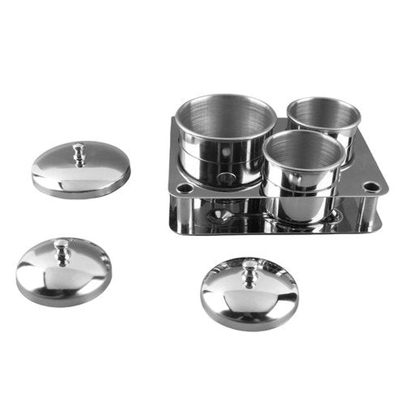 GOTOTOP 3Pcs Acrylic Nail Powder Container Stainless Steel Nail Art Mini Powder & Liquid Set Cans Storage Box Compact Manicure Tools 13.50 x 11.00 x 6.50cm