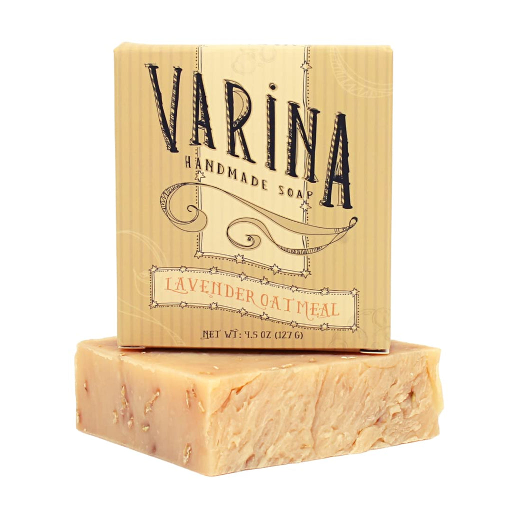 Varina Organic Lavender Oatmeal Bar Soap - Gentle Cleansing for Sensitive Skin, Herbal - 3 Pack