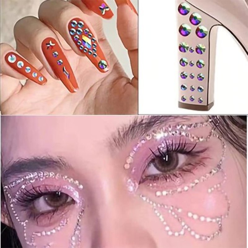 Le Fu Li 9 Sheets Eye Body Face Gems Makeup Jewels Rhinestone Stickers Self Adhesive Crystal Rainbow Makeup Diamonds Face Stick Gems for Women Festival Accessory and Nail Art Decorations
