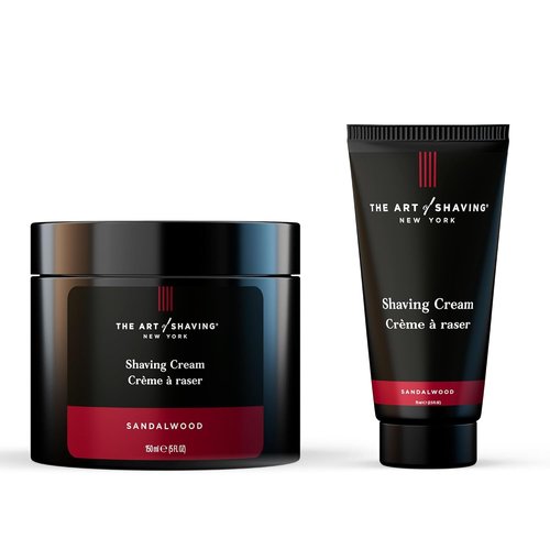 The Art of Shaving Sandalwood Shaving Cream for Men - Hydrates, Protects Against Irritation - 5 oz + 2.5 oz Travel Size