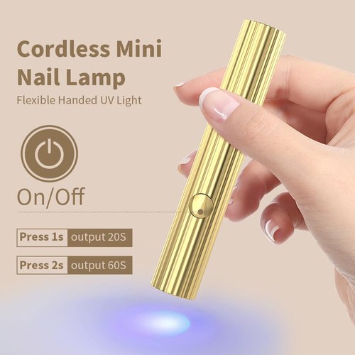 ShynyShy Mini UV Light for Gel Nails, Small Nail Cure Light, Flash Cure Lamp for Gel Nails, LED Nail Lamp for Polish, Manicure USB Manicure Dryer for Fast Curing at Salon Home DIY (Gold)