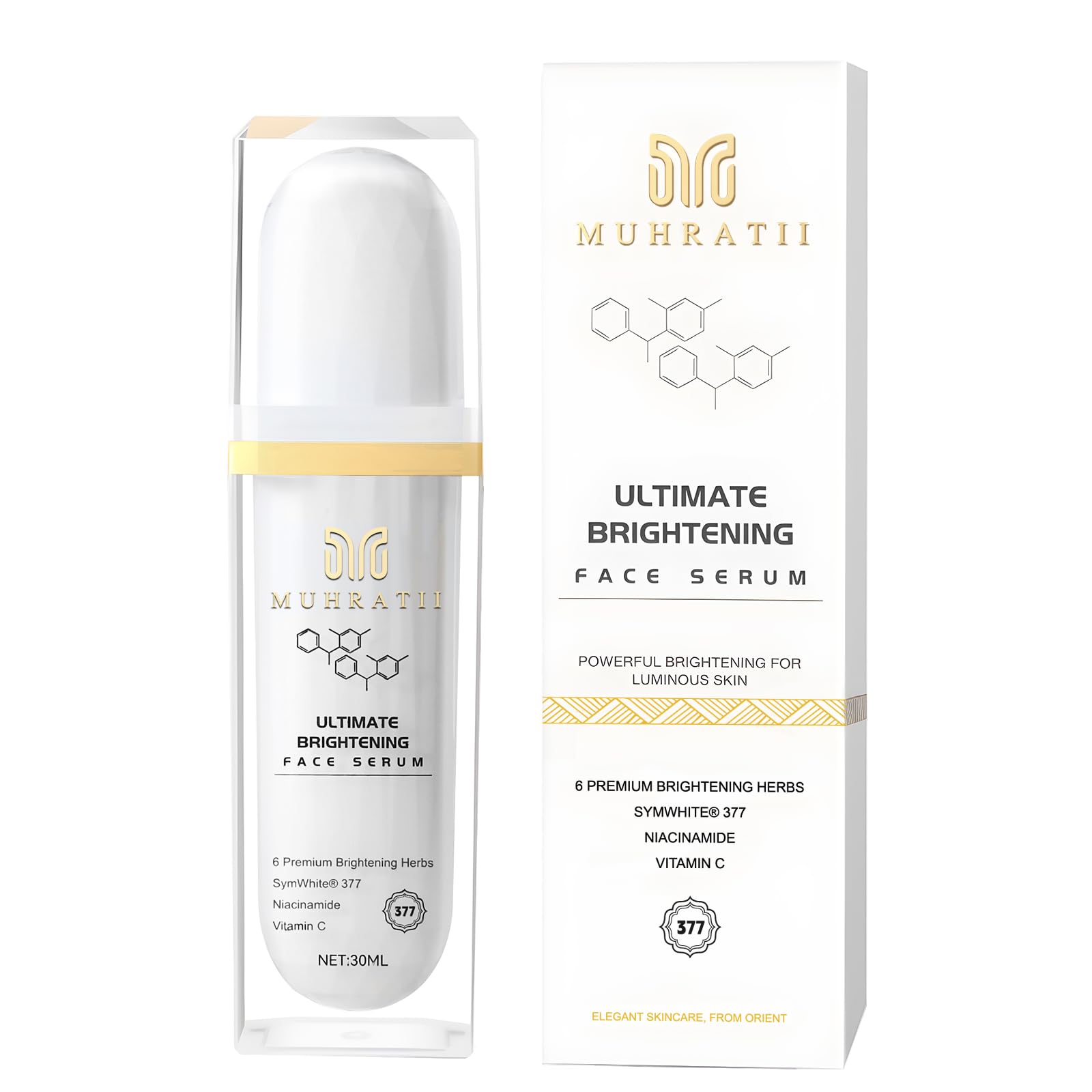 Ultimate Brightening Serum for Dark Spots - SymWhite 377 & 5% Niacinamide Skin Tone Evener - Vitamin C Facial Serum for Hyperpigmentation - Halal Certified Skincare - 1 fl oz