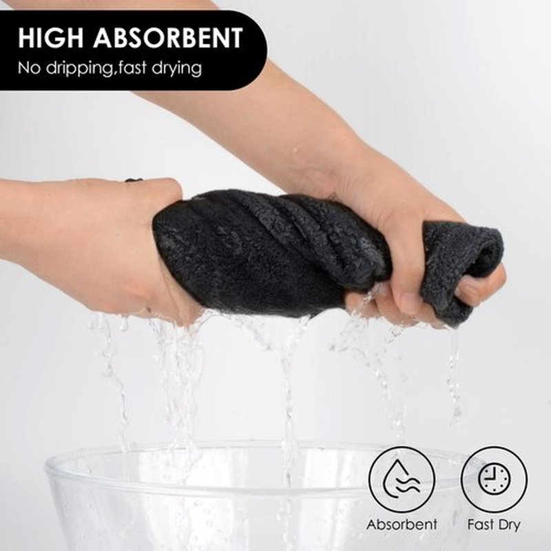 SINLAND Microfiber Hair Drying Cap Hair Towel Turban Twist for Women Fast Drying Towels Head Turban Absorbent Soft Lightweight Black 3 Pack
