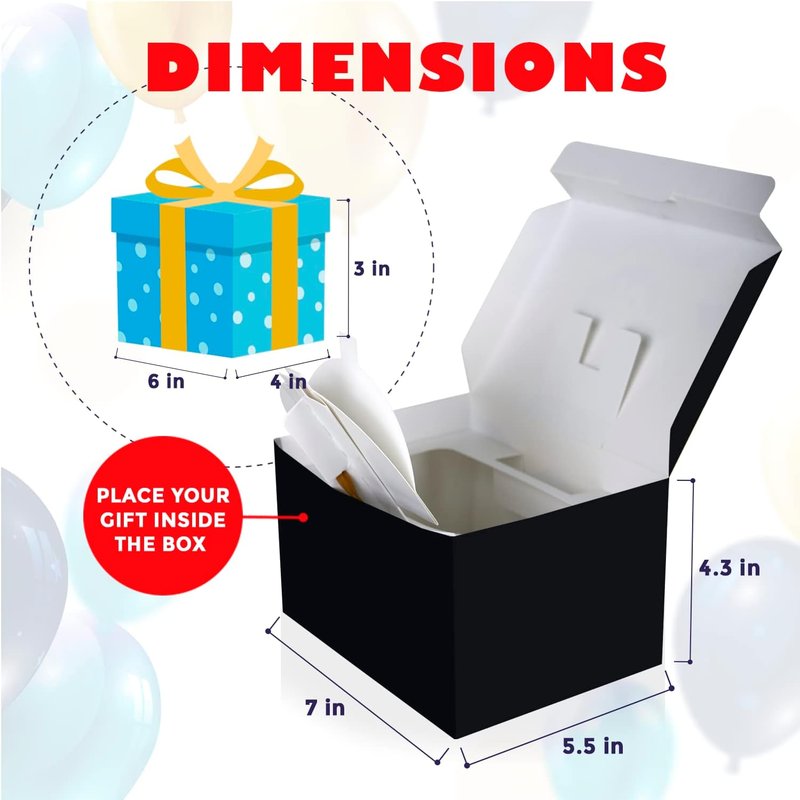 FETTIPOP Exploding Confetti Gift Box - Premium Black Surprise Kit for Happy Birthday | 7.2x5.5x4.3 in.