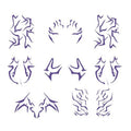 Rumi Tattoos Body Set–10 Purple Pieces per Pack (1 Face, 2 Chest, 2 Upper Arm, 2 Forearm, 1 Waist, 2 Thighs Symmetrical), Temporary Body Tattoos, Waterproof & Skin-Safe (Purple, 1 Pack)