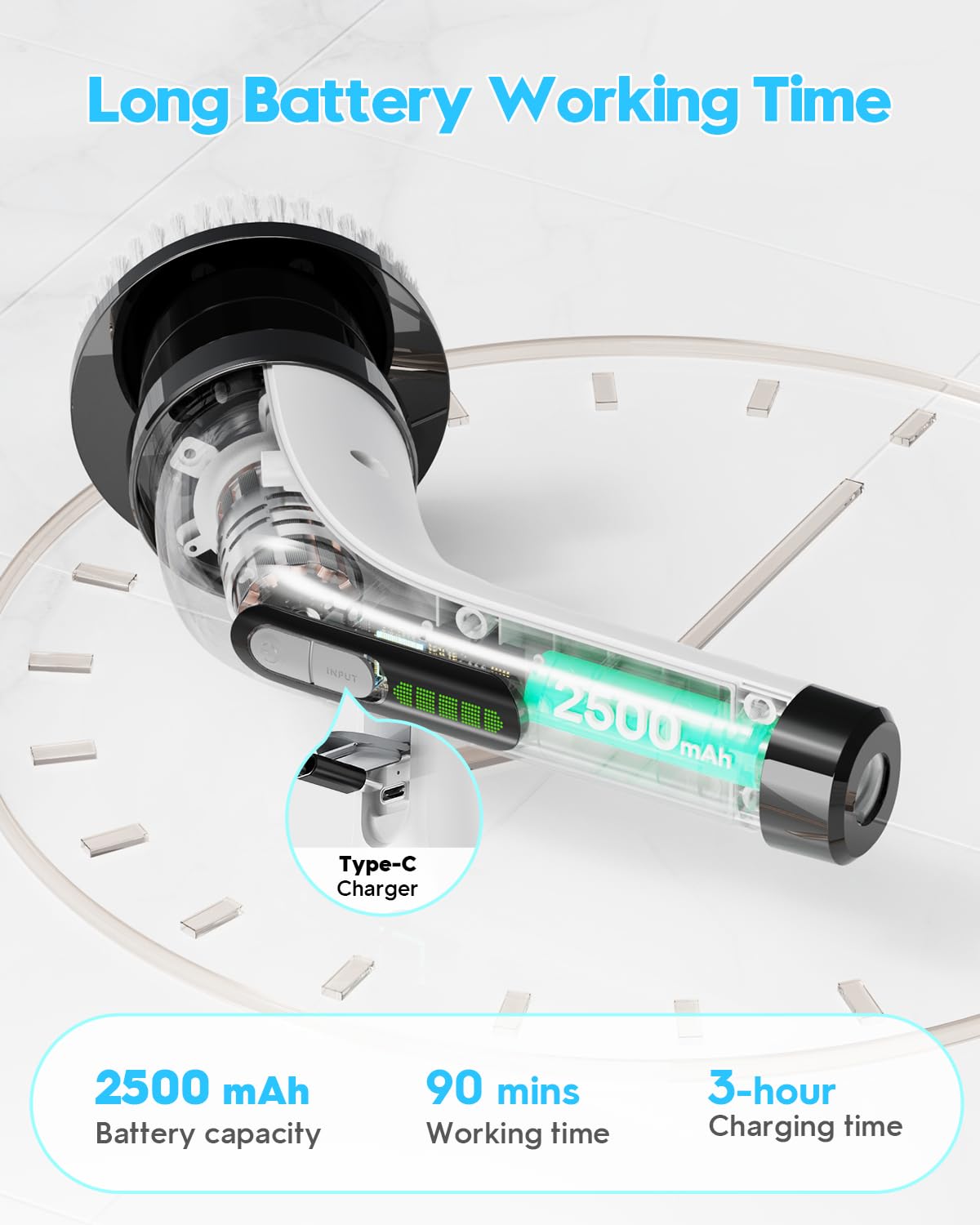 Highyes Electric Spin Scrubber for Cleaning Bathroom: Cordless Power Shower Scrubber - Electric Cleaning Brush for Tile Tub