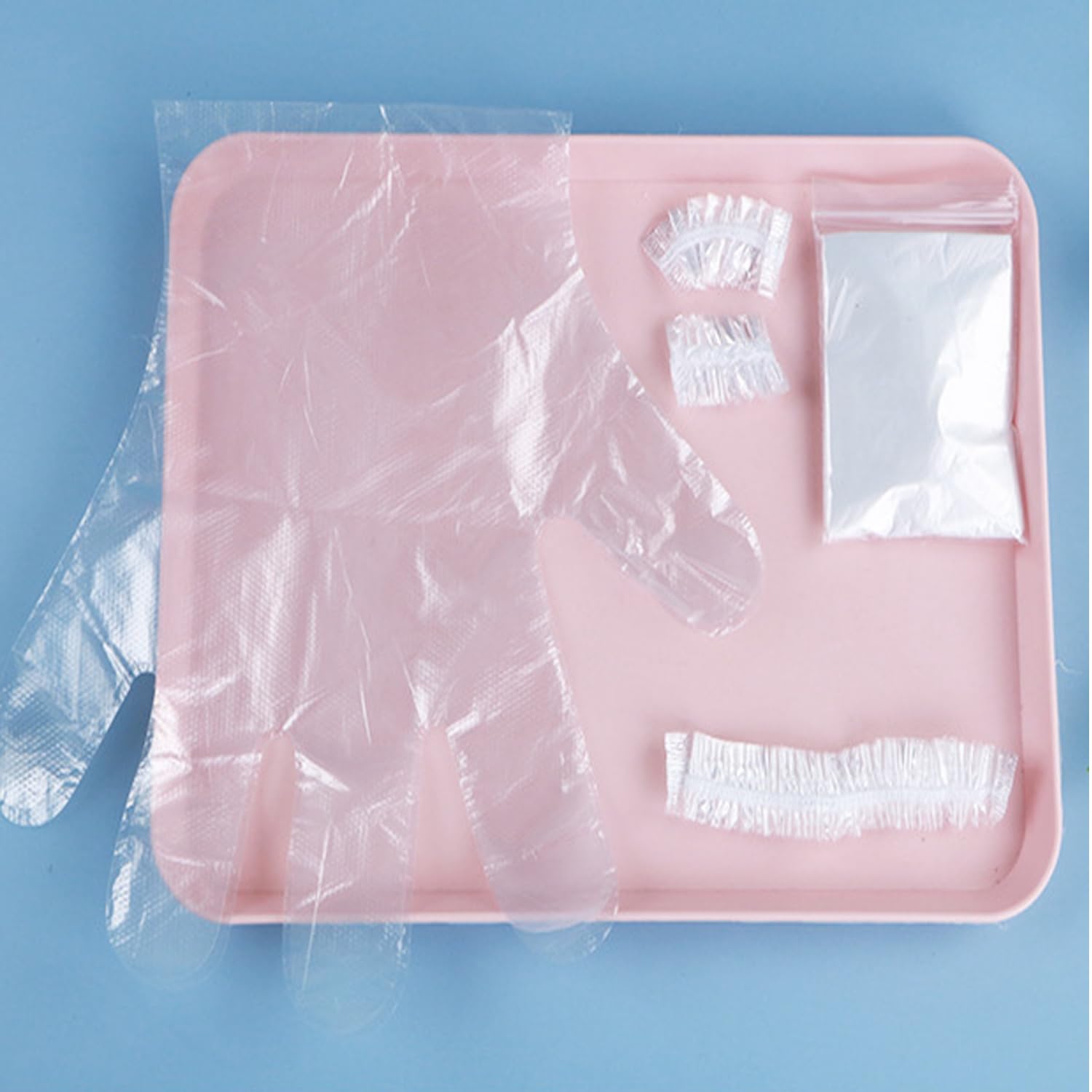 ArrErr 10 Set Disposable Hair Dye Cape Shower Caps Ear Covers Plastic Gloves Protection Kit for Hair Color Creme Application Coloring Dyeing Bleaching Tinting DIY Tool Salon Hair Colorist Color Spray