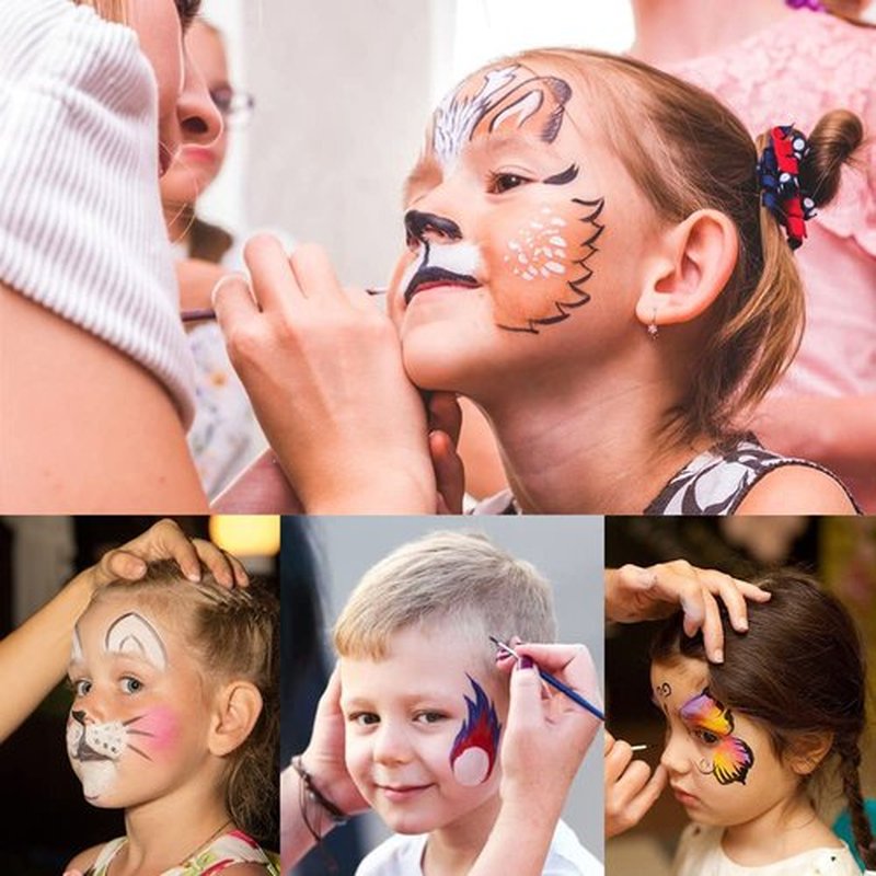 Face Painting Kit for Adults, Water Activated Body Face Paint, 15 Colors Water Based Facepaints Makeup Palette 12 Pcs Brushes, Stencils, Non Toxic for Halloween Party Birthday Cosplay