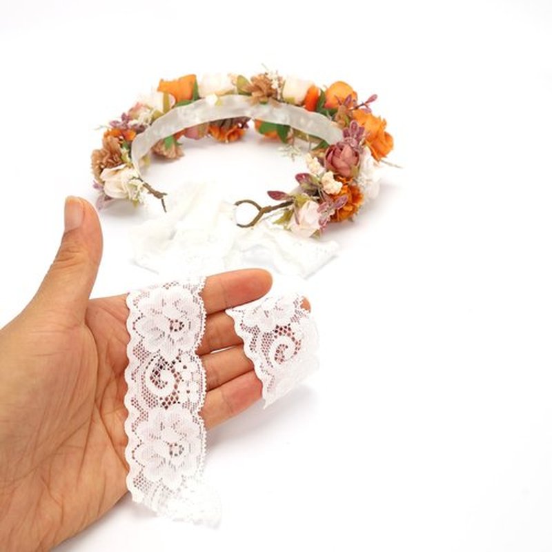 PoshMyra Burnt Orange Flower Crown for Girls Autumn Wedding Floral Holo Hair Headpiece Bridal Fall Wreath Young Bridemaid Crown Garland Photo Prop Headband