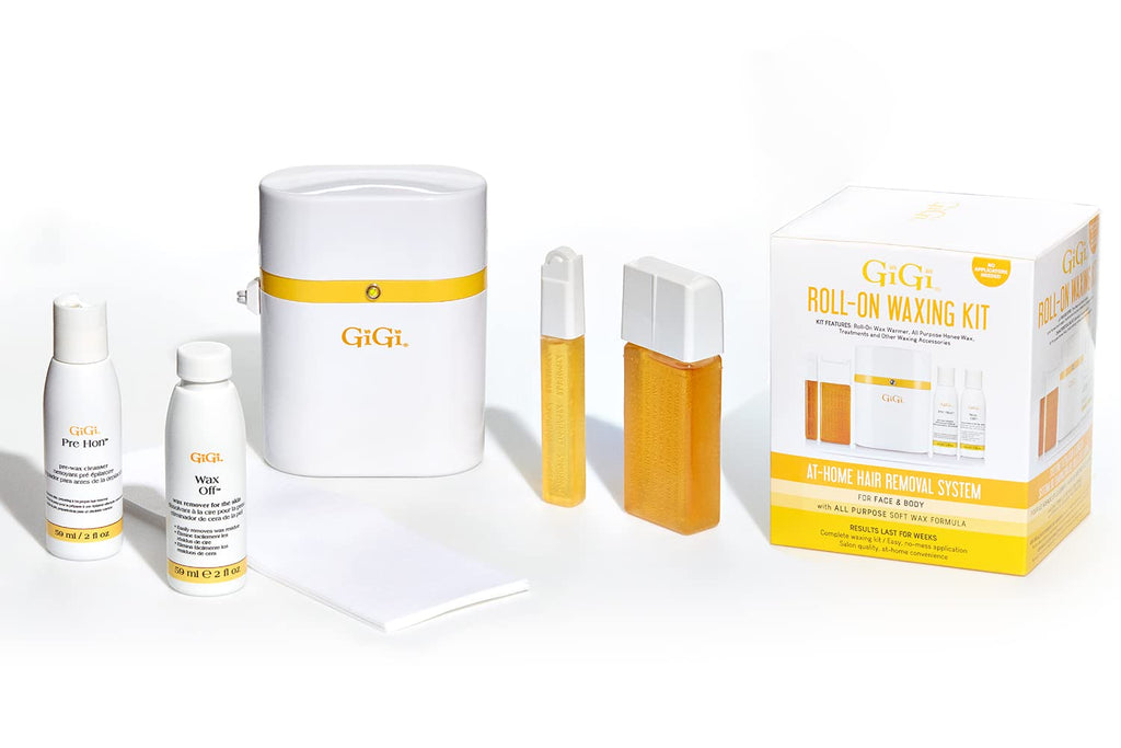 Gigi Roll on Waxing Kit – At-Home Hair Removal for Face & Body with All-Purpose Soft Wax Roller for Smooth Skin
