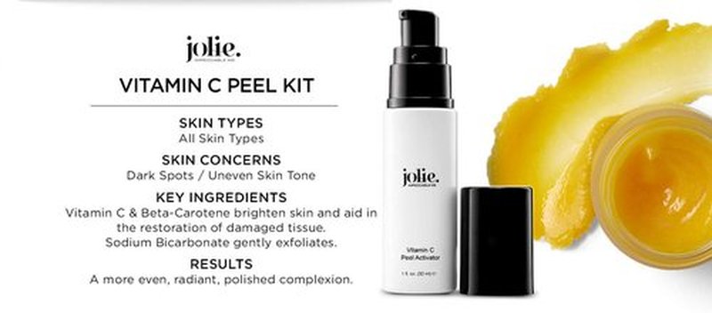 Jolie Professional Vitamin C Peel - Gentle Face Brightening & Illuminating Treatment System | 2-Step Kit