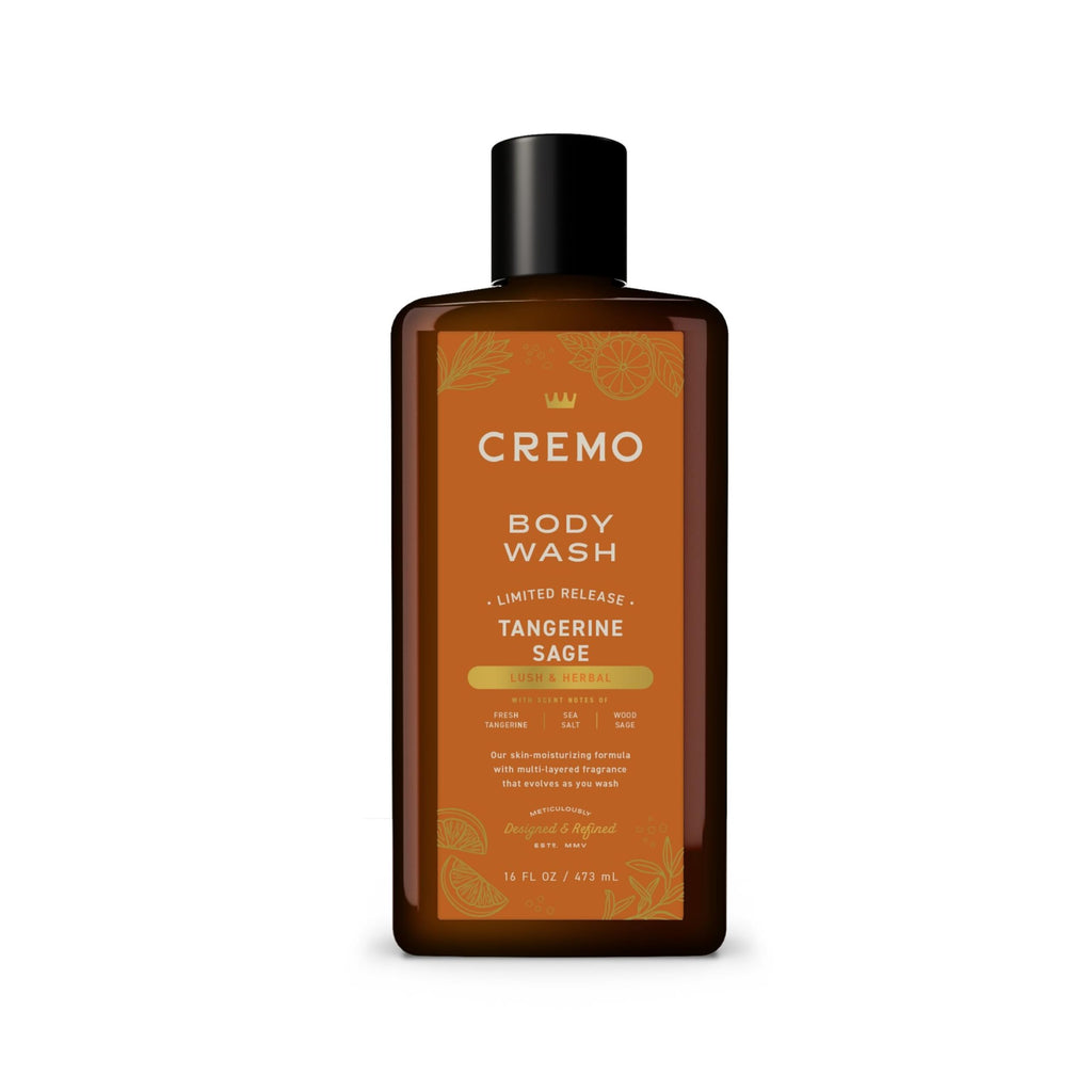 Cremo Rich-Lathering Tangerine Sage Body Wash Men, Notes of Fresh Tangerine, Sea Salt, and Wood Sage, 16 Fl Oz