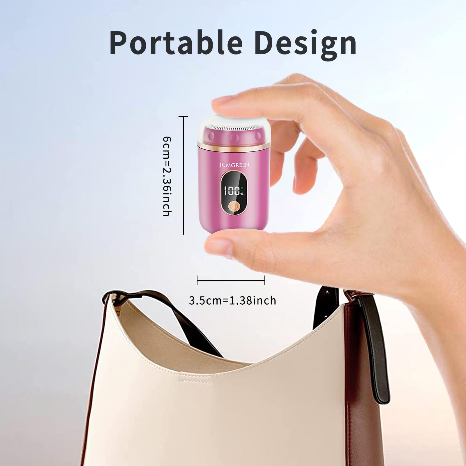 JUMGREEN Women's Portable Mini Electric Razor, Painless Rechargeable Shaver for Face, Legs, and Underarms – Compact & Travel-Friendly Design-MediumVioletRed