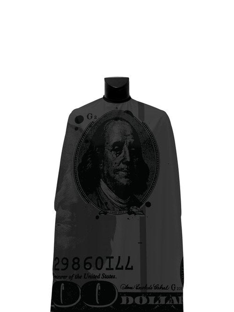 Illuzien $100 Bill (BLACKOUT) PRO Barber Cape, Hair Cut Cape, Water-Resistant Barber Accessories, Professional (ELASTIC)