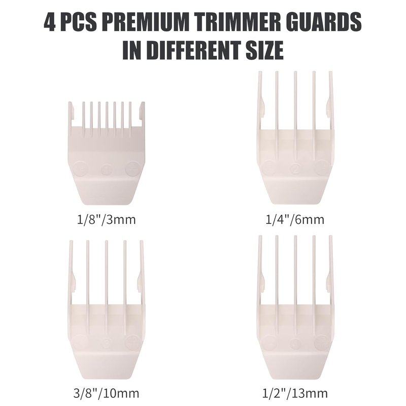 Wahl Peanut Clipper Guards Set - Professional Replacement Guides, 1/8" to 1/2", 4-Piece, White