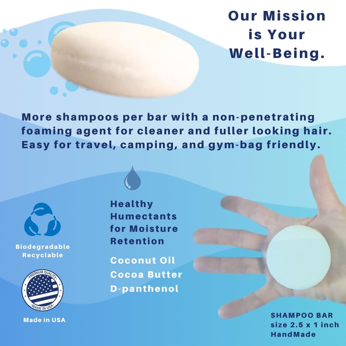 Spiraleaf Shampoo & Shave Bar – Plant-Based Shampoo & Shave Bar for All Hair Types, Concentrated Formula with Essential Oils, Limited Ingredients,USA Made, 2.25oz -Unscented