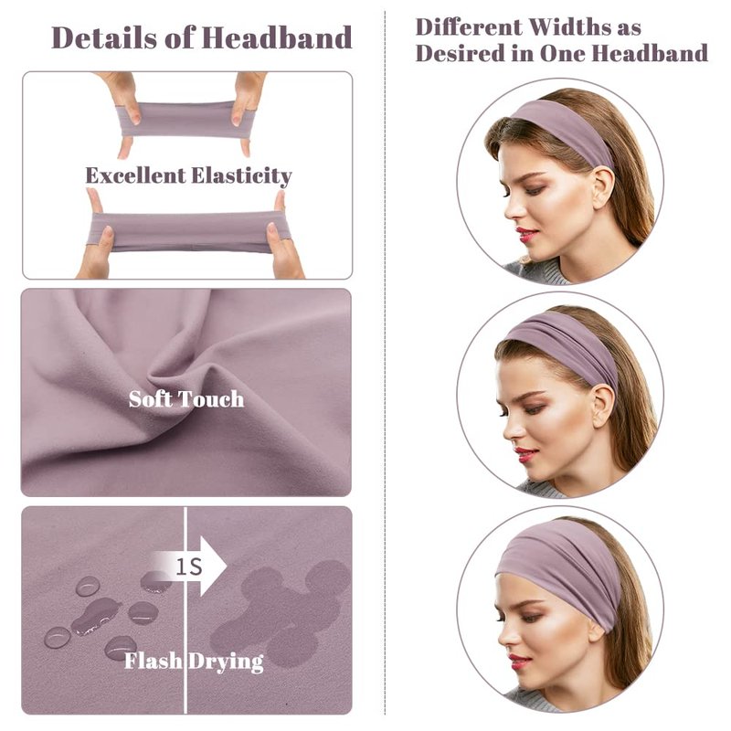 Z-CHARMMY Wide Headbands for Women Non Slip, Nurse Headbands for Women, Fabric Head Bands for Women's Hair, Fashion Hair Accessories, 12 Solid Colors