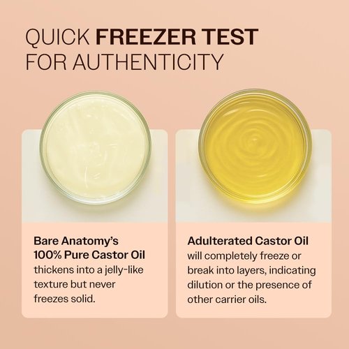 Bare Anatomy 100% Pure & Organic Castor Oil Cold Pressed, Unrefined, USDA Certified, Hexane-Free | For Hair Growth, Thicker Eyelashes & Eyebrows| Suitable for Body, Skin & Nails | 50 ml
