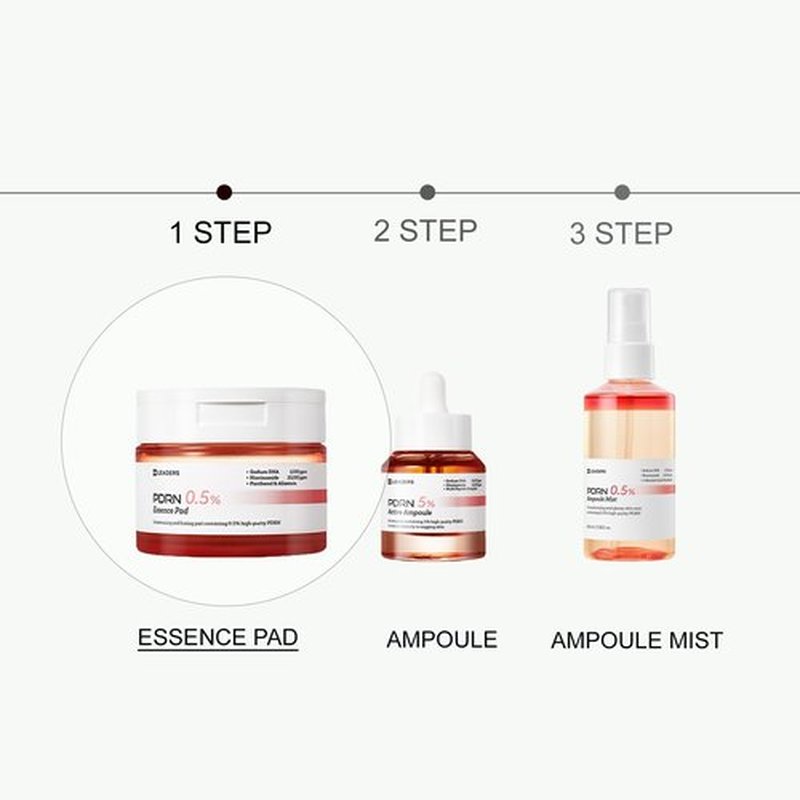LEADERS PDRN 0.5% Essence Pad – Firming & Moisturizing Face Pads for Sensitive Skin – Anti-Aging, Help Skin Elasticity, Hydrating & Soothing Daily Skincare with Skin Barrier Support 135 ml - 70 Pads