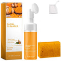 hadaclub Turmeric Wash and Care Two Piece Set, Tuemeric Facial Cleanser & Turmeric Soap Combo, Turmeric Cleansing Mousse,For All Skin Types （1PCS Turmeric Wash+1PCS Turmeric Soap）