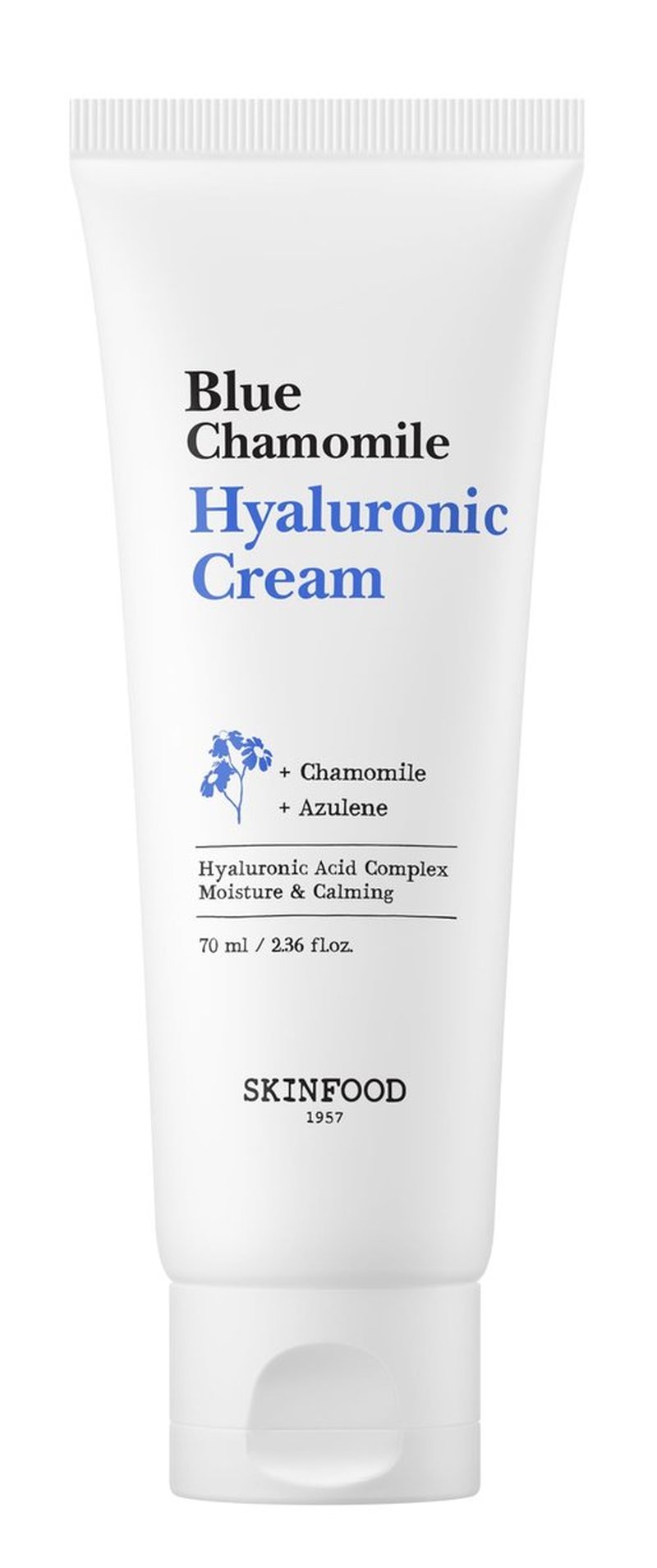 SKINFOOD Blue Chamomile Hyaluronic Cream, Vegan Moisturizer, 7-Layer Hyaluronic Acid Face Cream, Deep Hydrating & Soothing Water Cream, 70ml/2.36 fl.oz