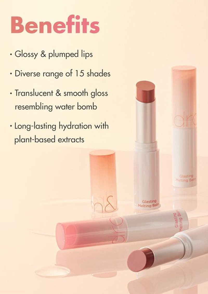 rom&nd GLASTING MELTING BALM 15 Pecan Brew | K-Beauty Hydrating Lip Balm for Plump, Crystal-Clear Shine | Vivid Nude Brown-Red Tint | Non-Sticky, Long-Lasting Moisture