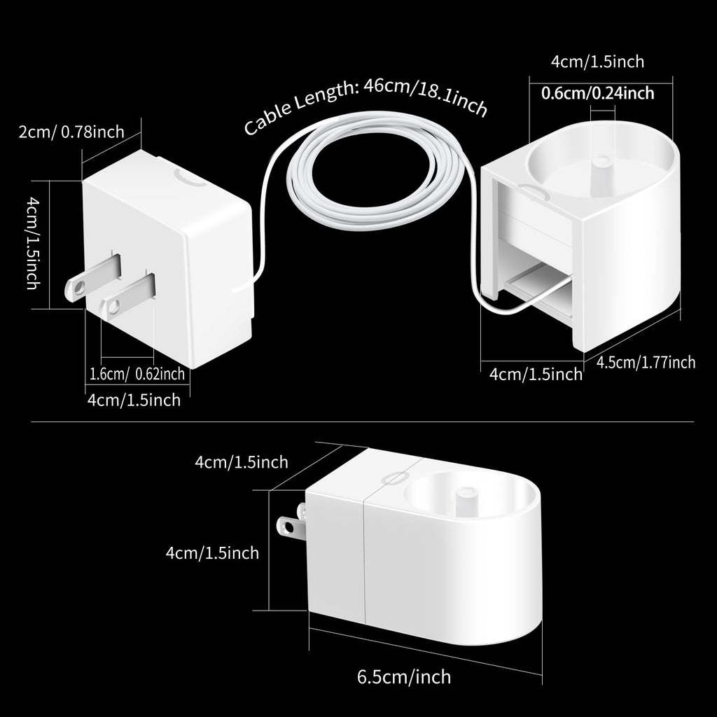 2 in 1 Wall Charger for Philips Sonicare Electric Toothbrush, Electric Toothbrush Wall Charger Base for Philips Sonicare HX6100/ HX3000/ HX6000/ HX8000/ HX9000 Series (White)
