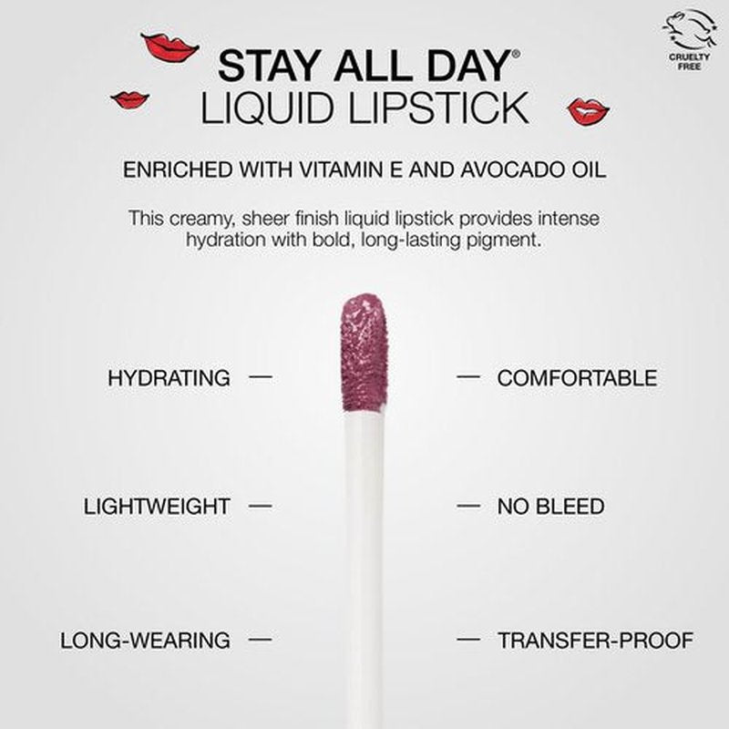 stila Stay All Day Liquid Lipstick, Sheer Matte Finish Long-Lasting Color Wear, No Transfer or Bleed Lightweight, Hydrating with vitamin E & Avocado Oil for Soft Lips 0.10 Fl. Oz., Sheer Azalea