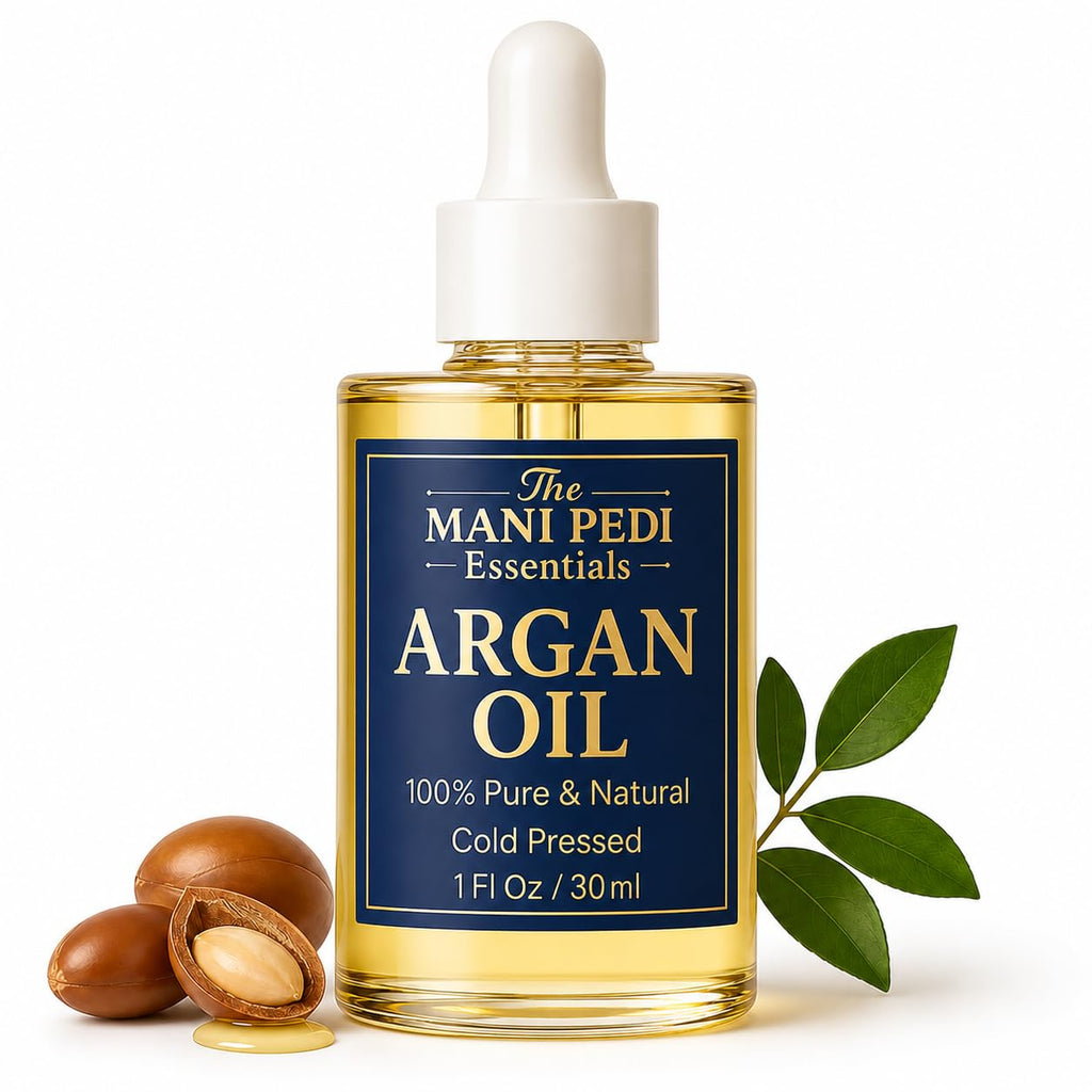 The Mani Pedi Essentials TMPE Argan Oil for Hair & Skin – 100% Pure Cold-Pressed Argan Oil, Lightweight Non-Greasy Hair Oil for Dry Damaged Hair, Face & Body Moisturizing Oil, Daily Use – 1 fl oz