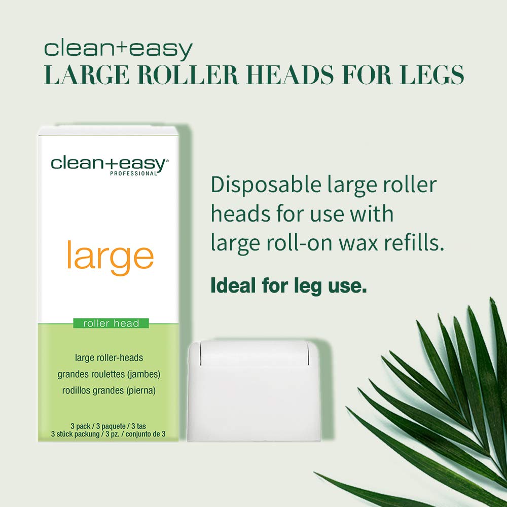 Clean + Easy Roller Heads for Waxing, Large - 2 Packs of 3 Roller Heads Each, Ideal for Legs, Arms, Back, Chest, Shoulders, and Thighs, Even Application, Hygienic, Pro-Approved Brand
