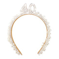 Vovii 40th Birthday Headband for Women, 40th Birthday Crown for 40th Birthday Outfit Dress for Women, Birthday Headband with Pearl for 40th Birthday Decorations, Happy 40th Birthday Decorations