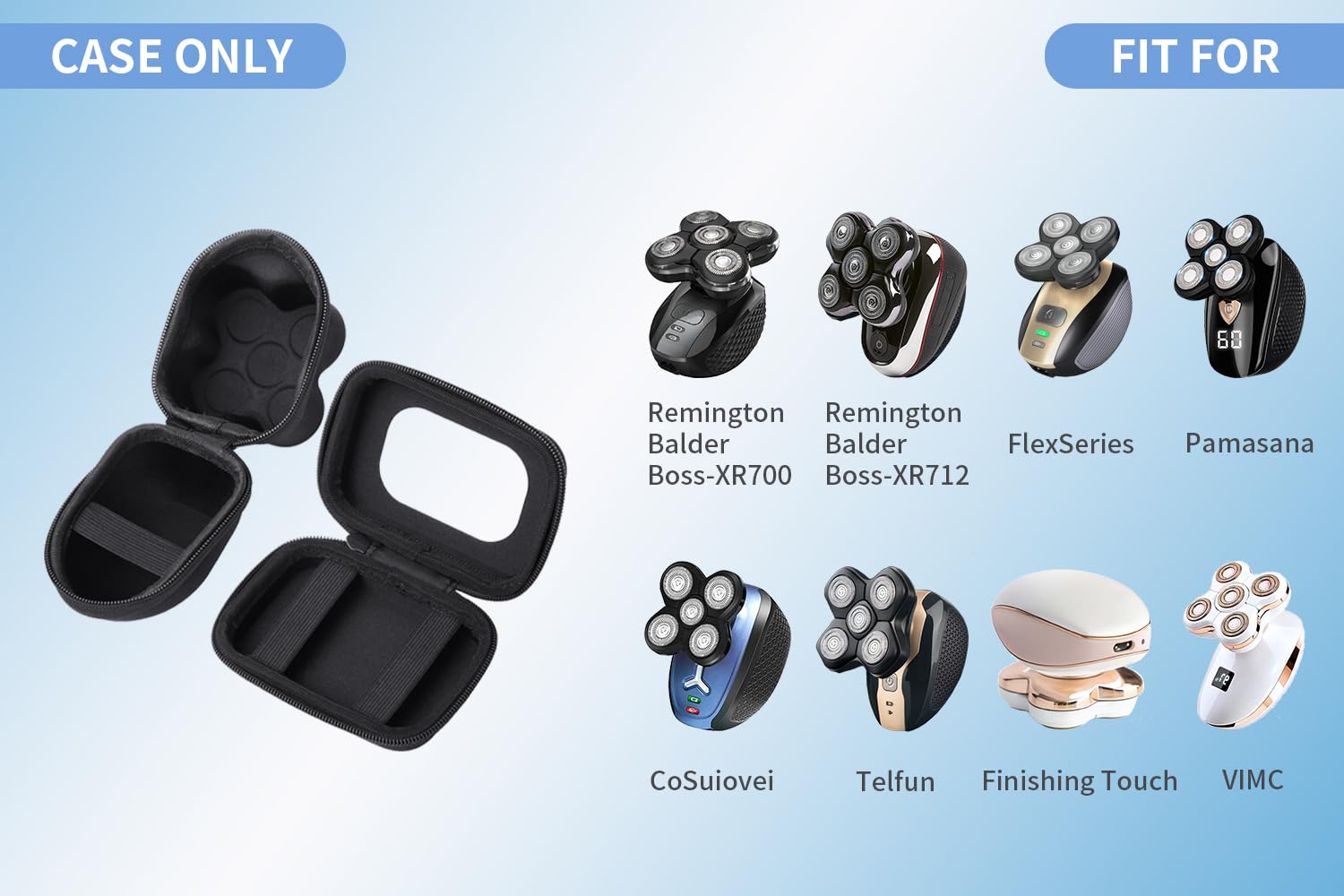 Generic Head Shaver Case Kit: 2 Cases (Razor & Accessory) Compatible with Remington Balder Pro XR7000, Balder Boss XR7120, FlexSeries, Freebird, Telfun-IPX7, Pamasana, Finishing Touch Electric Shavers