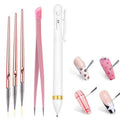 Nail Art Kit, Nail Dotting Pen in Ballpoint Pen Design, Tiny Paint Brushes Liner Brush for Nails Gel, Tweezers for Acrylic Nail Design, Uv Gel, Rhinestone Precision Tools for Manicure DIY,YGJ-009